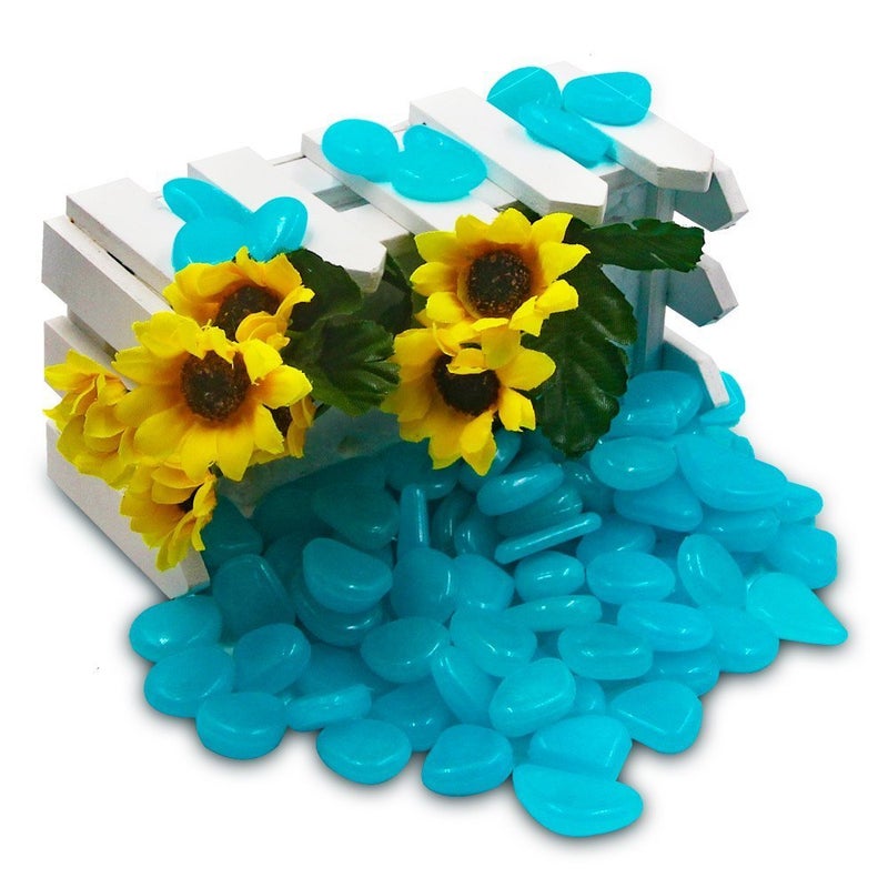 chic style 340pcs Glow in The Dark Garden Pebbles, Gardening Luminous Glow Stones Outdoor Decor Glowing Water Fish Tank Gravel (Blue) - Image 3